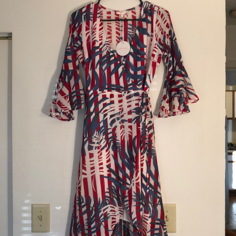Tropical Design High-low wrap Dress